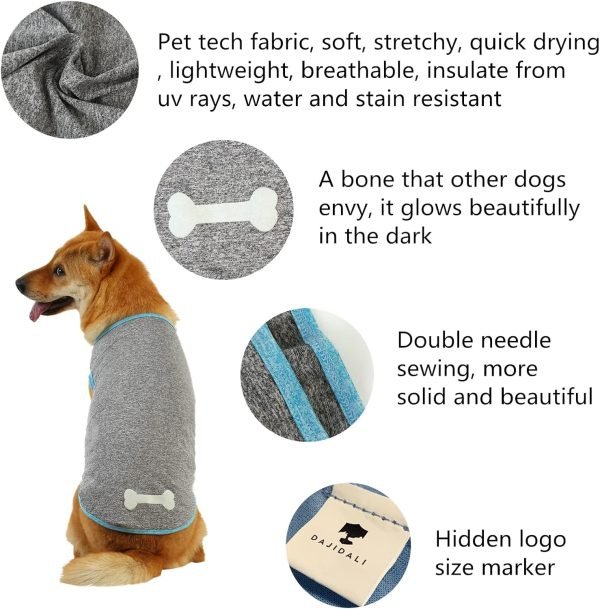 Dog and Cat Shirt in Tech Fabric with Luminous Print, Pet Clothes for Large, Medium, and Small Dogs, 2-Pack of Lightweight Functional t-Shirts