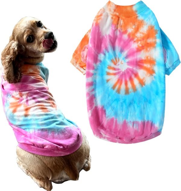 Dog T-Shirts 100% Cotton Soft Puppy Clothes Cute Prints Dogs Pocket Shirt for Small Dogs (Small PinkCat)