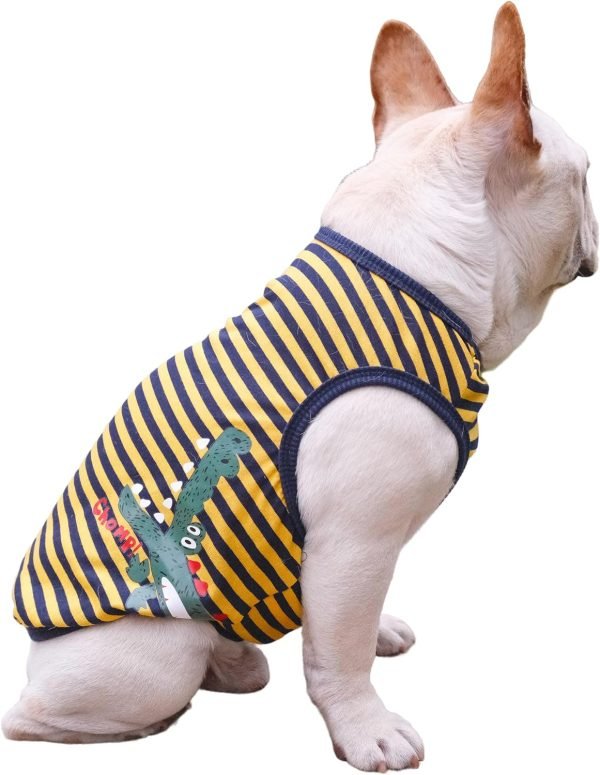 Dog Summer Clothes Dog Cooling Shirt for Small Dogs, Breathable Dog Cooling Vest Summer Dog Clothes French Bulldog Clothes for Small Dogs Boy Girl Frenchie Chihuahua, Dinosaur Pattern