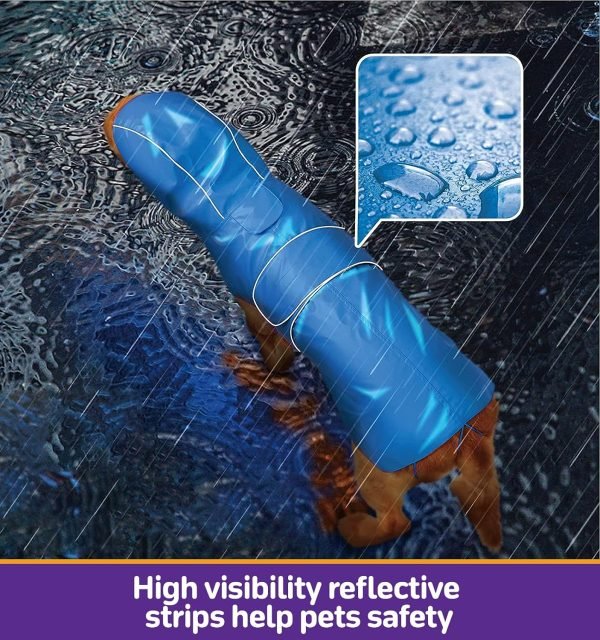 Dog Raincoat Reversible, Single Side Slicker Poncho Adjustable waterproof Dog Rain Jacket with Leash Hole/Reflective Stripe Hooded Snowproof Windproof Clothes for Small to 3X-Large Dogs, L