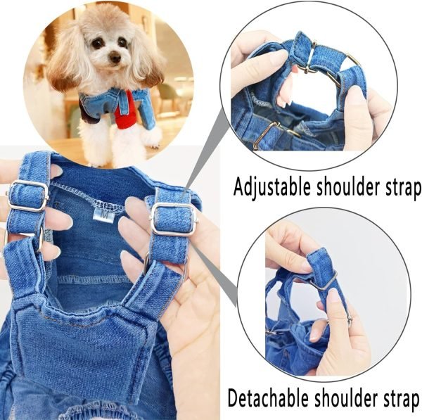 Dog Shirts Clothes Dog Denim Jumpsuit Overalls, Fashion Pet Jean Overalls Apparel, Comfortable Puppy Costumes for Small Medium Dogs&Cat, Dog Denim Shirts, Shirt & Pant Sets, Pets Outfits (M)