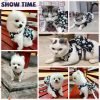 Dog Dress Bowknot Harness Leash Set for Small Dogs Cats Daisy Floral Girl Dog Dresses Cute Puppy Princess Clothes Pet Doggy Outfits Spring Summer Breathable Dresses(Small, Navy Blue)