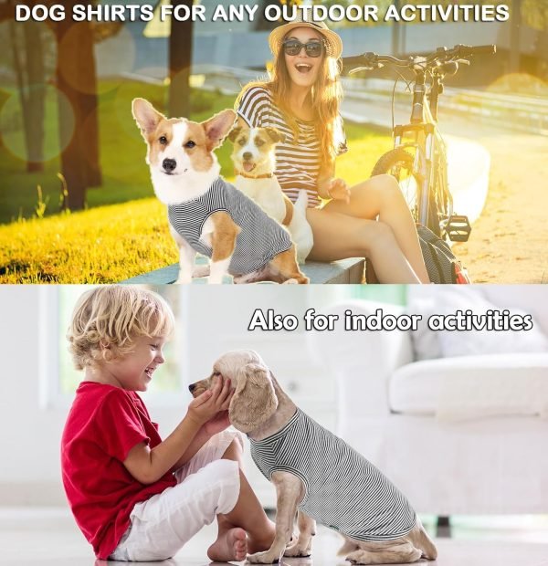 Dog Shirt,Combed Cotton T-Shirts,Soft Cool Boy Girl Tee for Small Dogs Kitty Puppy Chihuahua,Grey Striped S