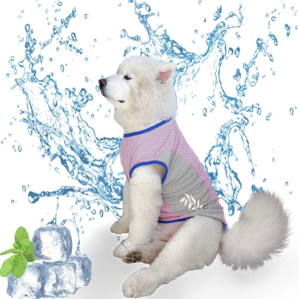 Dog Cooling Vest,Summer Cooling Jackets for Dog,Lightweight Dog Cooling Shirt,Evaporative Microfiber Dog Sun Shirt,Suitable for Medium and Large Dogs Outdoor Walking (Pink, 9XL-55-66 lbs)
