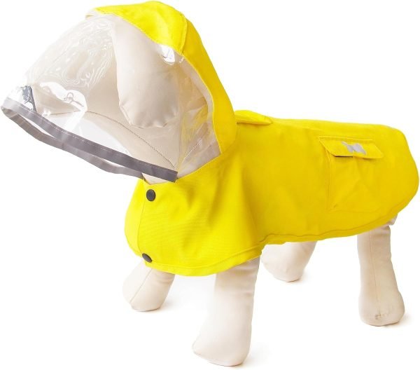 Dog Waterproof Raincoat with Poncho Hoodie, High Reflective Adjustable Yellow Pet Rain Jacket with Leash Hole for Small Medium and Large Dogs (Yellow, XXXX-Large)