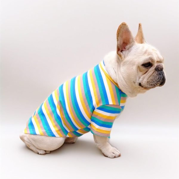 Small Dog Shirts for Small Dogs, Stretchy Dog Summer Clothes French Bulldogs Clothes, Striped Designer Dog Clothes Shirts for Dogs Cats, Puppy Shirts for Small Dogs Boy Girls (M)