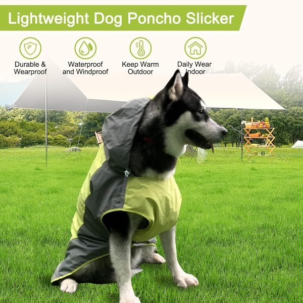 Dog Raincoat,Dog Waterproof Jacket,Reflective Dog Jacket with Hoodie,Lightweight Dog Poncho Slicker,Dog Rain Coat for Medium Large Dogs (Green, X-Large)