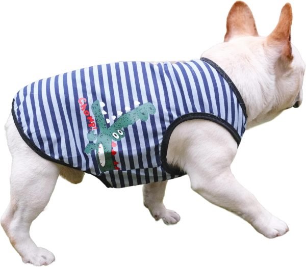 Dog Summer Clothes Dog Cooling Shirt for Small Dogs, Breathable Dog Cooling Vest Summer Dog Clothes French Bulldog Clothes for Small Dogs Boy Girl Frenchie Chihuahua, Dinosaur Pattern