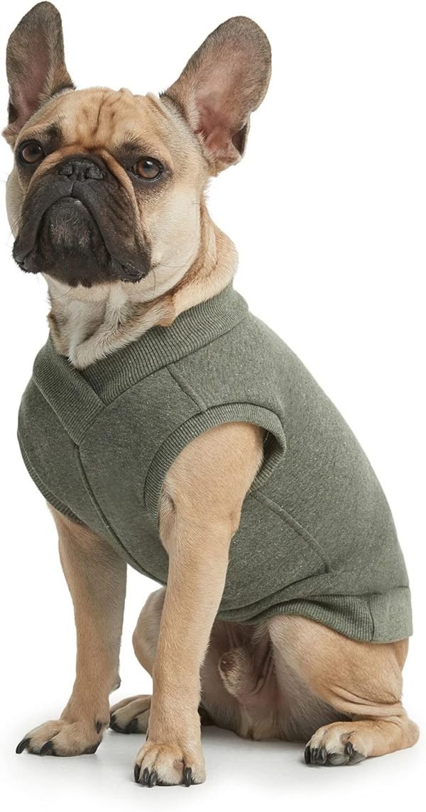 Casual Stretch Comfort Cotton Dog Sweatshirt Sweater Vest for Small Dogs, Medium Dogs, Big Dogs (X-Small, Olive)