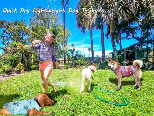 Dog Summer Cooling Shirts,Sun Protection Quick Dry Mesh Breathable Large UV Protection Tee-Shirt,Red+Blue L