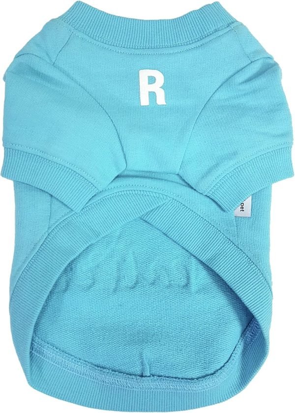 Dog T-Shirt Cotton Puppy Print Logo Soft Breathable Stretchy Simple Pet Apparel for Four Seasons Real Pastel Round Tee Shirt(Aqua, S)