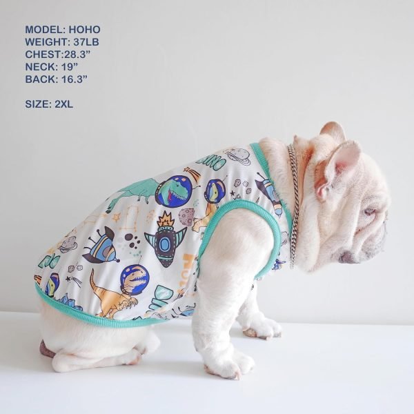 Dog Summer Clothes Dog Cooling Shirt for Small Dogs, Breathable Dog Cooling Vest Summer Dog Clothes French Bulldog Clothes for Small Dogs Boy Girl Frenchie Chihuahua, Dinosaur Pattern