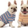 81SSjMnGRRS._AC_SL1500 Dog Shirts Cotton Striped T-Shirt, Summer Pet Clothes for Small Dogs, 2-Pack Soft Puppy Apparel Cat Tee, Breathable Stretchy, Blue Yellow XL