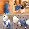 Dog Shirts Clothes Dog Denim Jumpsuit Overalls, Fashion Pet Jean Overalls Apparel, Comfortable Puppy Costumes for Small Medium Dogs&Cat, Dog Denim Shirts, Shirt & Pant Sets, Pets Outfits (M)