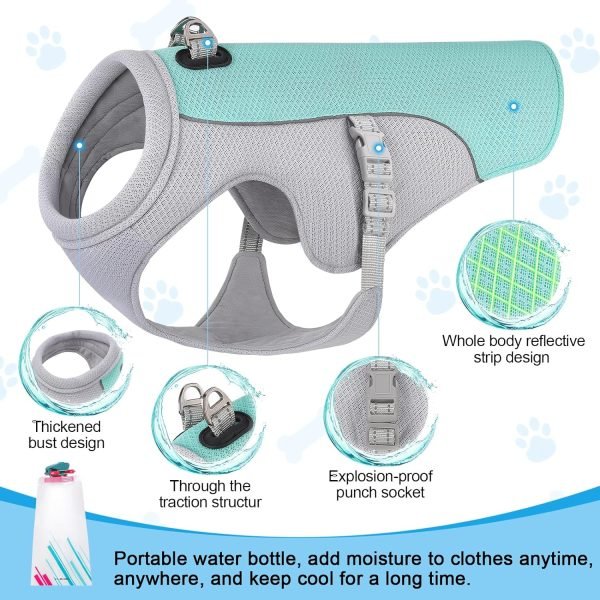 Dog Cooling Vest Dog Harness Cooler Jacket with Portable Water Bottle, for Walking Dog, Outdoor Camping and Hunting Training.(XXL)