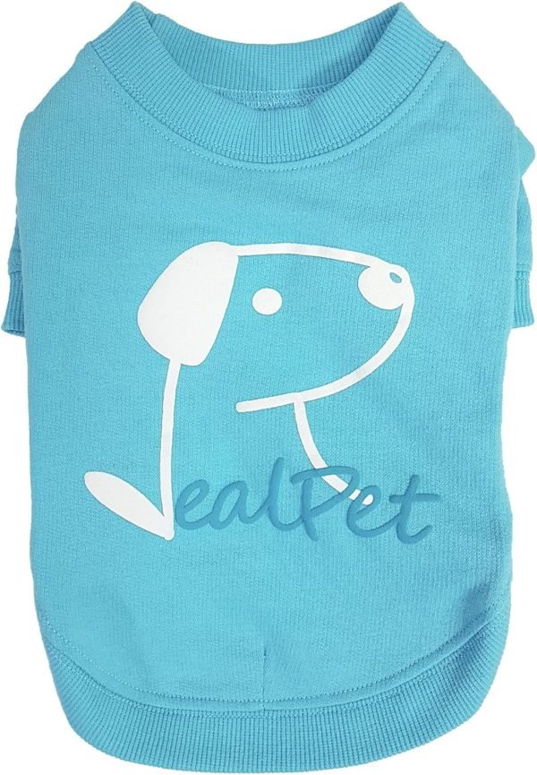 Dog T-Shirt Cotton Puppy Print Logo Soft Breathable Stretchy Simple Pet Apparel for Four Seasons Real Pastel Round Tee Shirt(Aqua, S)