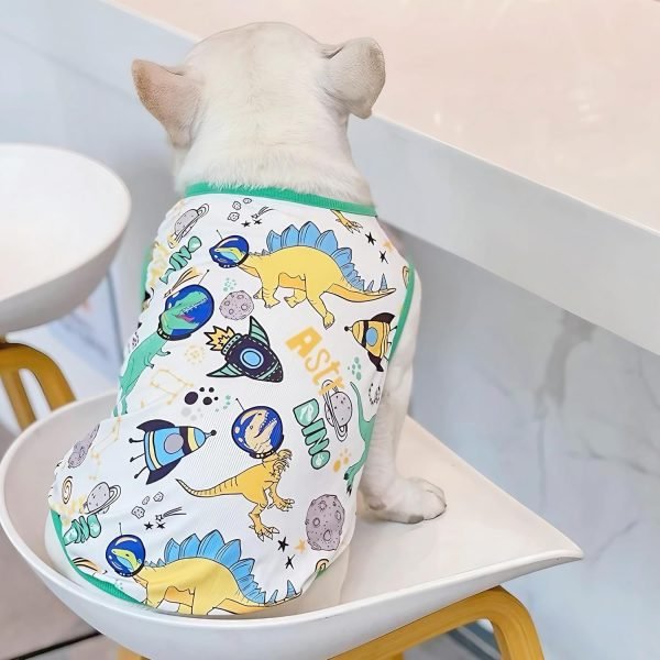 Dog Summer Clothes Dog Cooling Shirt for Small Dogs, Breathable Dog Cooling Vest Summer Dog Clothes French Bulldog Clothes for Small Dogs Boy Girl Frenchie Chihuahua, Dinosaur Pattern