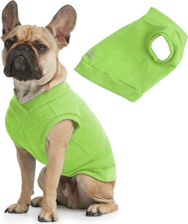 Casual Stretch Comfort Cotton Dog Sweatshirt Sweater Vest for Small Dogs, Medium Dogs, Big Dogs (X-Small, Olive)