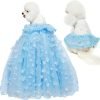 Dogs Wedding Dresses Flower Tutu Skirt with Detachable Train for Small Medium Dog Pet Outfit Formal Apparel Princess Clothes for Birthday Party Costume (Pink Set, XL)