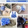 Dog Dress Harness and Leash Set for Small Dogs Floral Bow Tie Girl Puppy Dress Breathable Cute Princess Dog Dresses Spring Summer Pet Cat Clothes Skirt(Dark Blue,Medium)