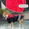 81hnlAktYsL._AC_SL1500 Waterproof Dog Raincoats with Hood for Medium Large Dogs, Poncho with Reflective Strap, Lightweight Jacket with Leash Hole. Red