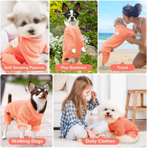 Dog Small Dog Shirt Pjs Soft Cotton Puppy Clothes Cute Spring Summer Dog Clothes for Small Dogs Girl Boy Chihuahua Stretchy Dog Onesies for Small Dogs Cats Jumpsuit Outfits