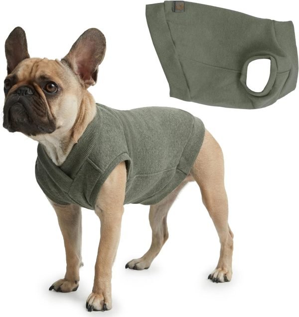Casual Stretch Comfort Cotton Dog Sweatshirt Sweater Vest for Small Dogs, Medium Dogs, Big Dogs (X-Small, Olive)