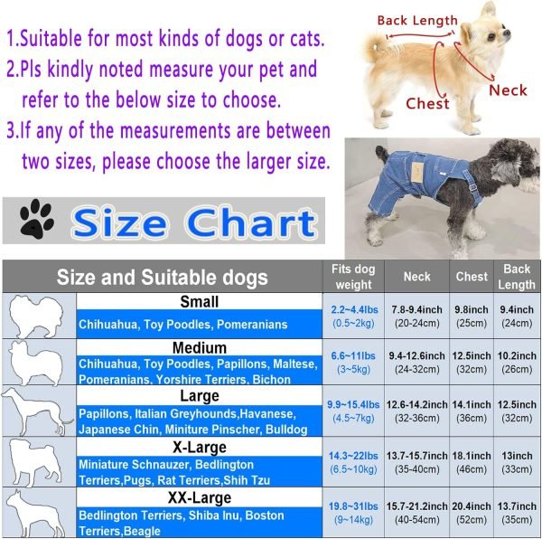 Dog Shirts Clothes Dog Denim Jumpsuit Overalls, Fashion Pet Jean Overalls Apparel, Comfortable Puppy Costumes for Small Medium Dogs&Cat, Dog Denim Shirts, Shirt & Pant Sets, Pets Outfits (M)