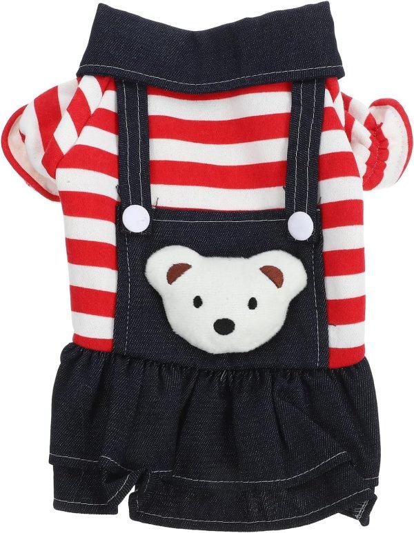 Small Dog Denim Dress: Dog Denim Jumpsuit Puppy Dresses Dog Apparel Small Dog Costume Pet Jean Skirt Dog Clothes for Small Dogs Girl，Size S