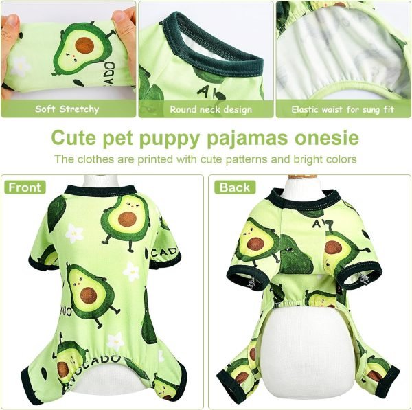 81uIQIbjPhL._AC_SL1500 Pet Clothes Puppy Clothes for Small Dogs Boy Girl - Soft Stretch Dog Pajamas Dog Jumpsuit Cute Avocado Pattern Dog Pjs Shirts Dog Outfits Onesies for Chihuahua Yorkshire Teacup Dogs Cat Clothing