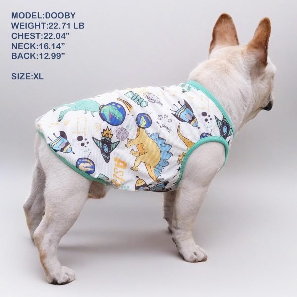 Dog Summer Clothes Dog Cooling Shirt for Small Dogs, Breathable Dog Cooling Vest Summer Dog Clothes French Bulldog Clothes for Small Dogs Boy Girl Frenchie Chihuahua, Dinosaur Pattern