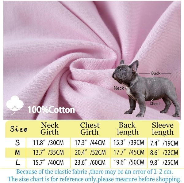 Dog T-Shirts 100% Cotton Soft Puppy Clothes Cute Prints Dogs Pocket Shirt for Small Dogs (Small PinkCat)