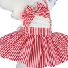 Red Dog Dresses with Bowtie Puppy Overalls Striped Pet Jumpsuit Casual Clothes Outfits for Small Dogs Cats, XL
