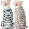 918IeqNiBUL._AC_SL1500 Dog Shirts Cotton Striped T-Shirt, Summer Pet Clothes for Small Dogs, 2-Pack Soft Puppy Apparel Cat Tee, Breathable Stretchy, Blue Yellow XL