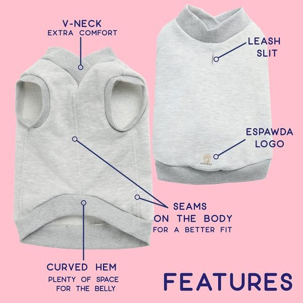 Casual Stretch Comfort Cotton Dog Sweatshirt Sweater Vest for Small Dogs, Medium Dogs, Big Dogs (X-Small, Royal Blue)