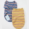 91EPK31p8cL._AC_SL1500 Dog Shirts Cotton Striped T-Shirt, Summer Pet Clothes for Small Dogs, 2-Pack Soft Puppy Apparel Cat Tee, Breathable Stretchy, Blue Yellow XL