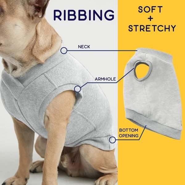 Casual Stretch Comfort Cotton Dog Sweatshirt Sweater Vest for Small Dogs, Medium Dogs, Big Dogs (3X-Large, Black)