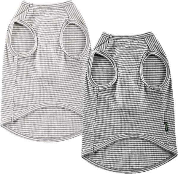 Dog Shirt,Combed Cotton T-Shirts,Soft Cool Boy Girl Tee for Small Dogs Kitty Puppy Chihuahua,Grey Striped S