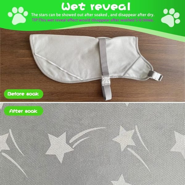 Dog Clothes Summer Cool Down, 3 Layers Special Water Cooling Materials, Reversible, Wet Reveal, Reflective Dog Cooling Vest Dog Coat, Having Dog Harness Hole for Small Medium Large Dog