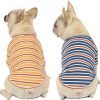 91oBATlslVL._AC_SL1500 Dog Shirts Cotton Striped T-Shirt, Summer Pet Clothes for Small Dogs, 2-Pack Soft Puppy Apparel Cat Tee, Breathable Stretchy, Blue Yellow XL