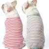 91yuGhh8G6L._AC_SL1500 Dog Shirts Cotton Striped T-Shirt, Summer Pet Clothes for Small Dogs, 2-Pack Soft Puppy Apparel Cat Tee, Breathable Stretchy, Blue Yellow XL