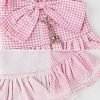 Dog Dress Plaid with Bowknot Cute Dress for Small Dog Cat Puppy Outfits with Harness Leash（ Pink，Medium ）