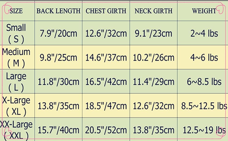 size chart
