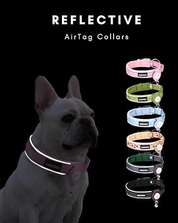 Reflective AirTag Dog Collars for all breeds,detachable case with extra leather holder